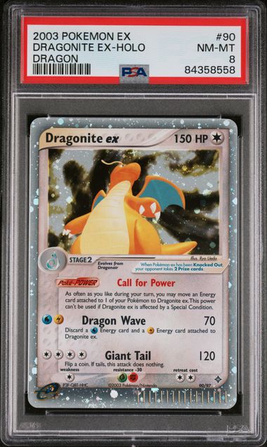 2003 DRAGONITE EX-HOLO #90 PSA 8 (front)