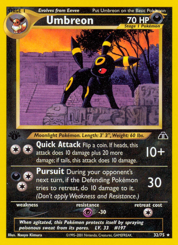 2001 UMBREON #32 PSA 9 (stock image — not the actual card)