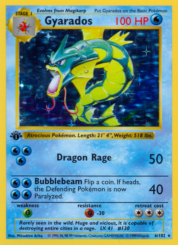 1999 GYARADOS-HOLO #6 PSA 6 (stock image — not the actual card)