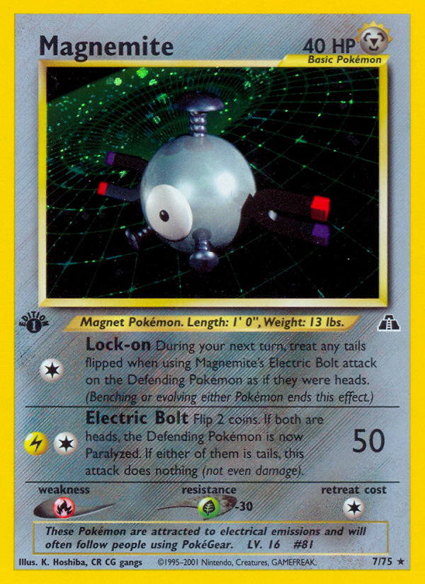 2001 MAGNEMITE-HOLO #7 PSA 9 (stock image — not the actual card)