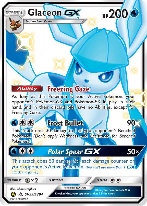 2019 FA/GLACEON GX #SV55 PSA 10 (stock image — not the actual card)