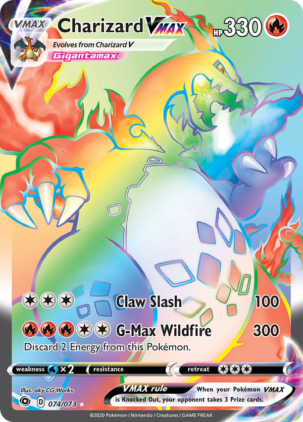 2020 FA/CHARIZARD VMAX #074 PSA 10 (stock image — not the actual card)