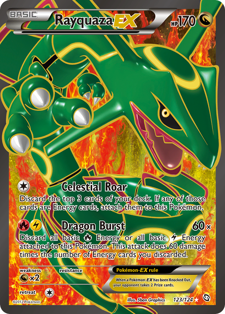 2012 FA/RAYQUAZA EX #123 PSA 7 (stock image — not the actual card)