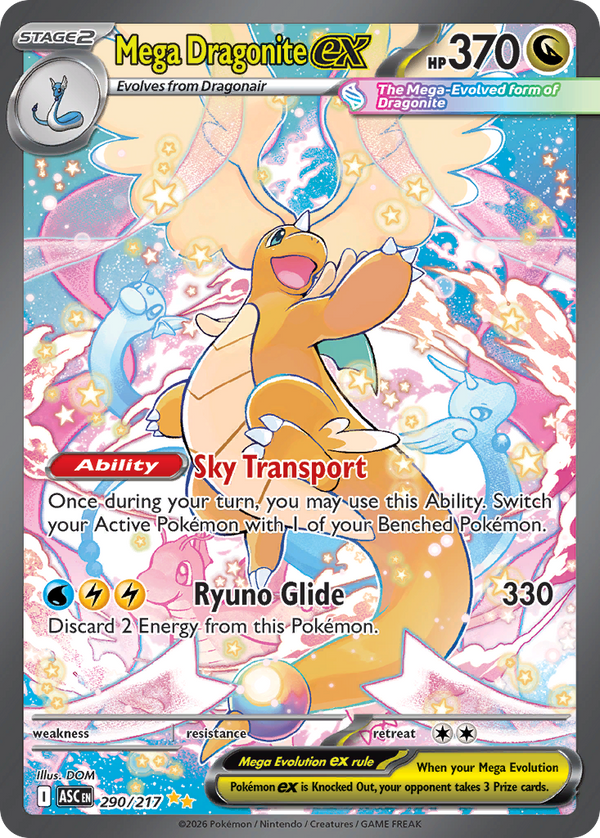 2026 Mega Dragonite ex #290 BGS 10.0 (stock image — not the actual card)