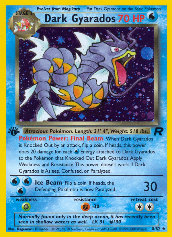 2000 DARK GYARADOS-HOLO #8 1st Edition PSA 9 (stock image — not the actual card)