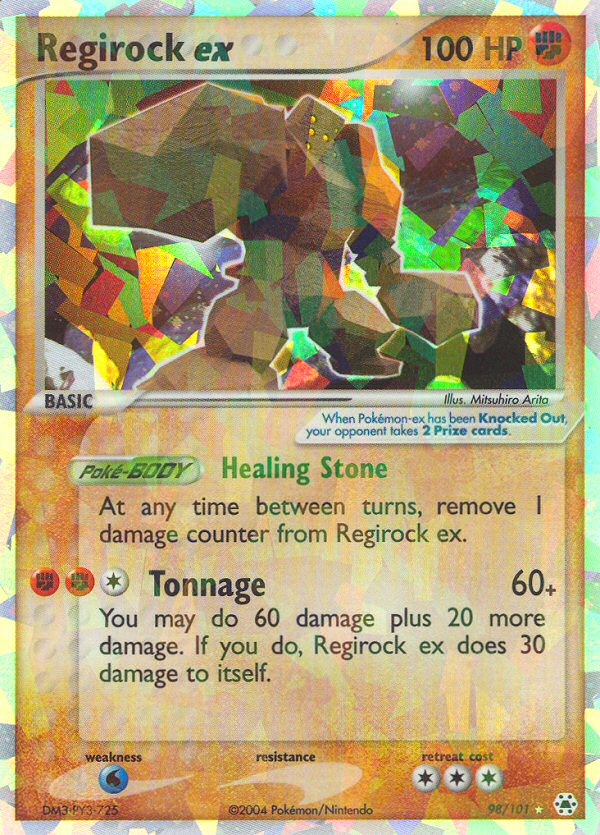 2004 Regirock ex #98 Hidden Legends PSA 9 (stock image — not the actual card)