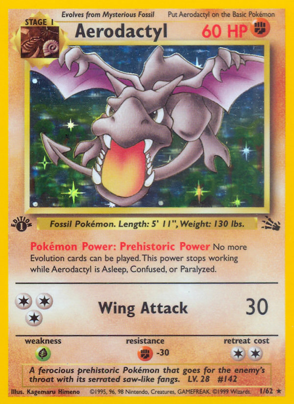 2000 AERODACTYL-HOLO #142 PSA 10 (stock image — not the actual card)