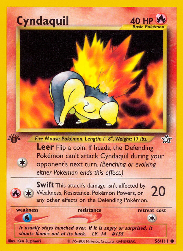 2000 CYNDAQUIL #56 1st Edition PSA 10 (stock image — not the actual card)