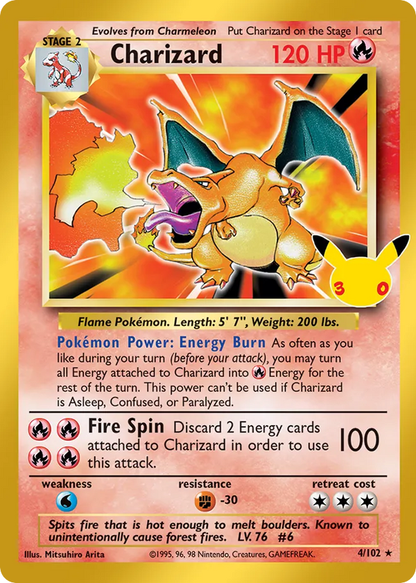 1999 CHARIZARD-HOLO #4 PSA 5 (stock image — not the actual card)