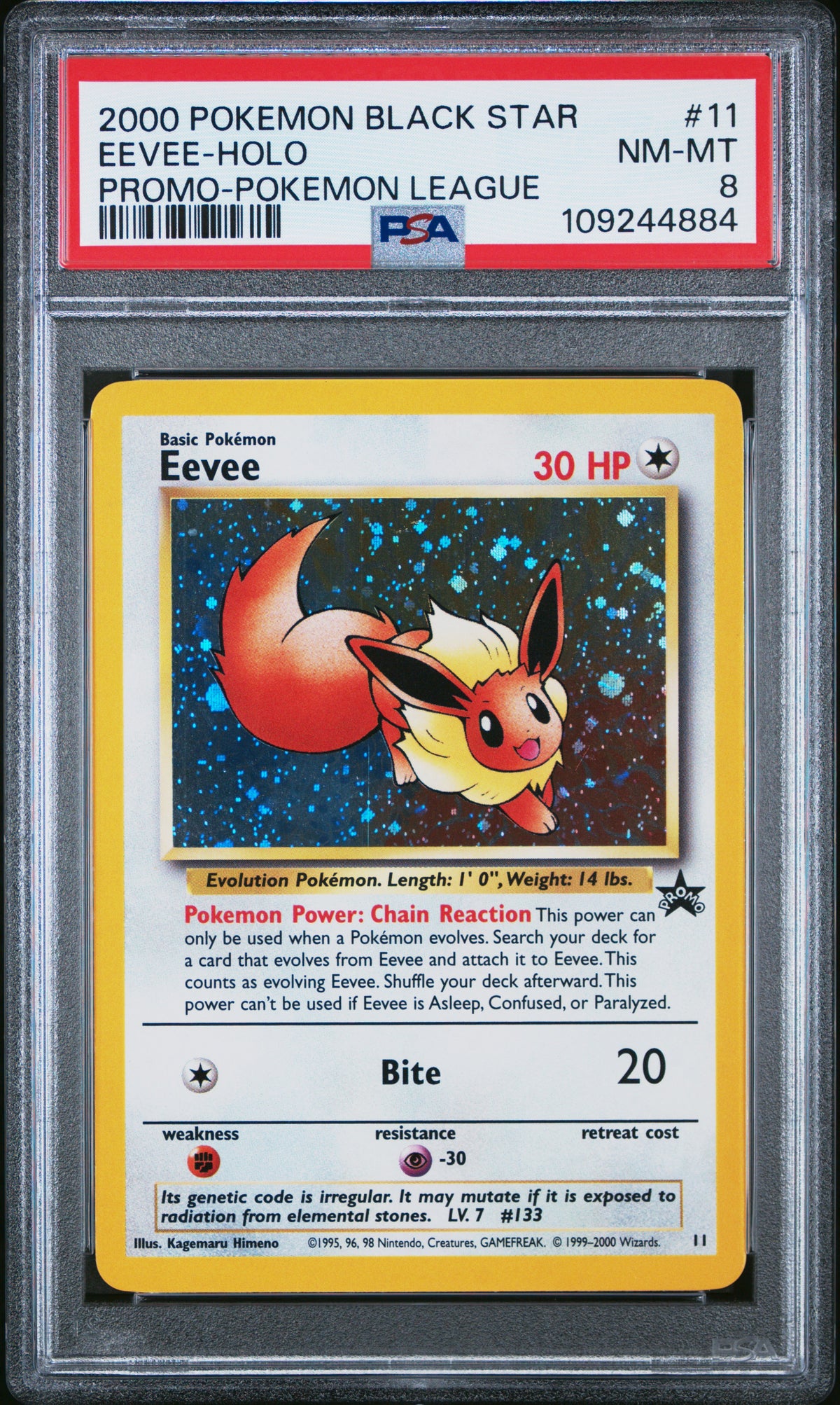 2000 EEVEE #11 League PSA 8 (front)