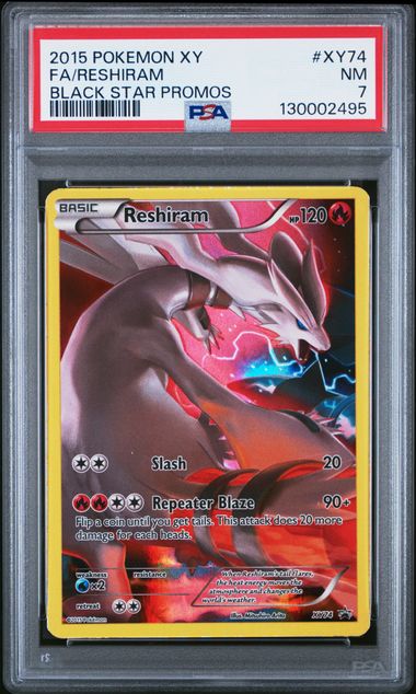 2015 FA/RESHIRAM #XY74 PSA 7 (front)