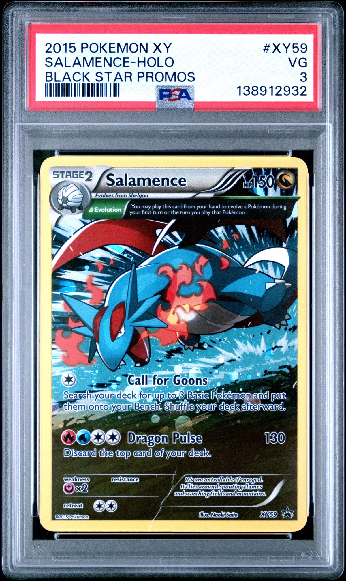 2015 SALAMENCE-HOLO #XY59 PSA 3 (front)