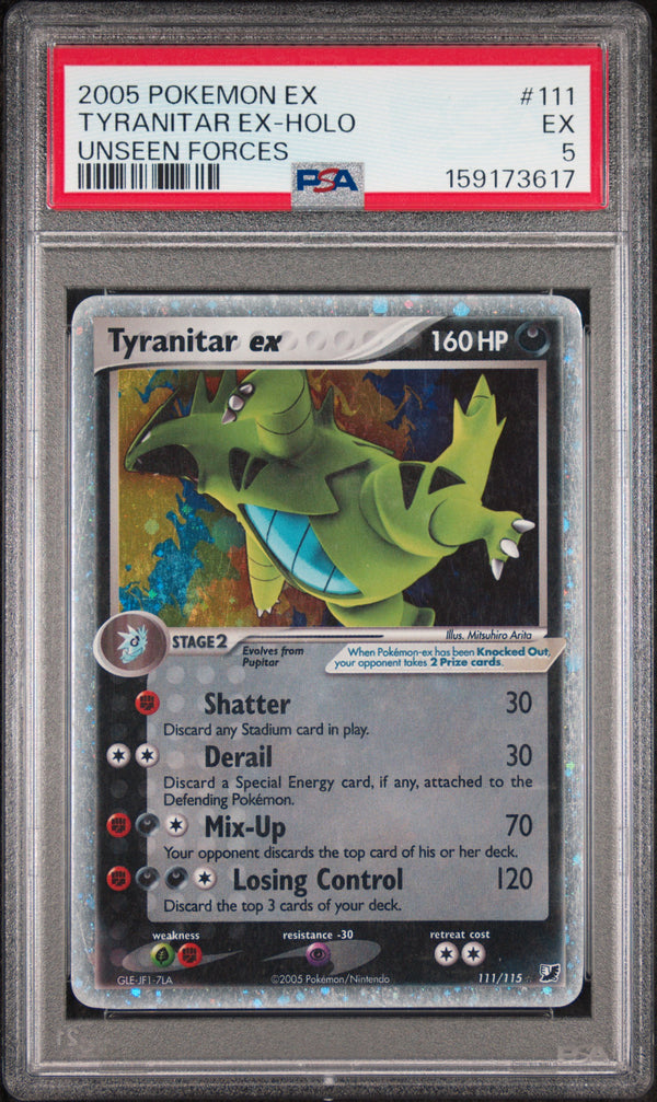 2005 TYRANITAR EX-HOLO #111 Unseen Forces PSA 5 (front)