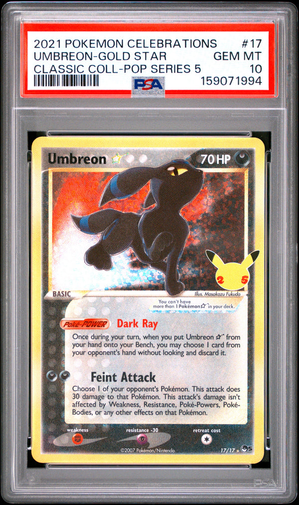 2021 UMBREON-GOLD STAR #17 PSA 10 (front)
