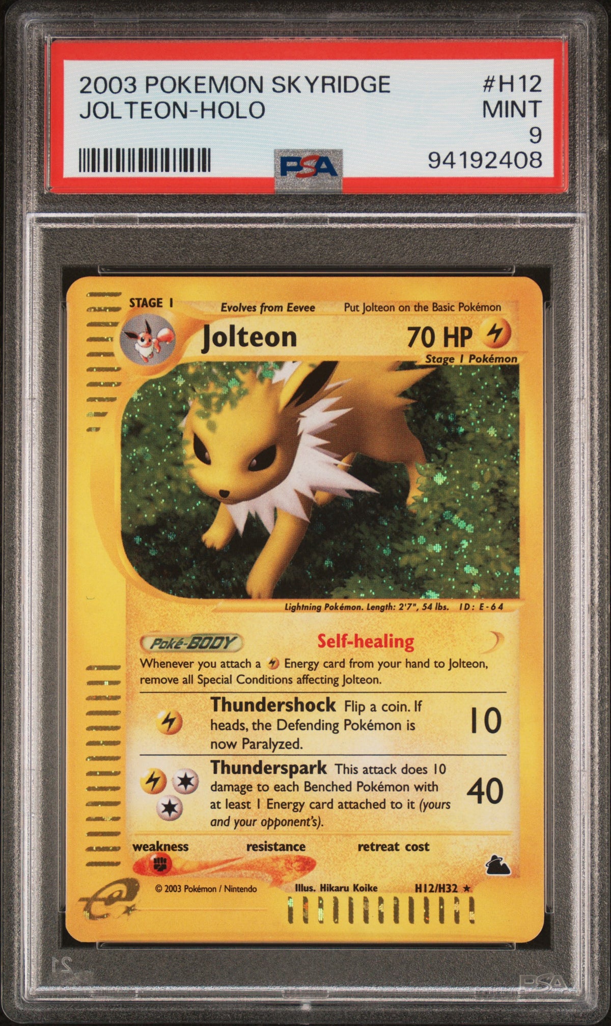 2003 JOLTEON-HOLO #H12 PSA 9 (front)