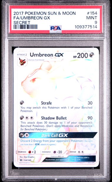 2017 FA/UMBREON GX #154 PSA 9 (front)