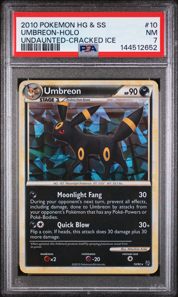 2010 UMBREON-HOLO #10 Undaunted-Cracked Ice PSA 7 (front)