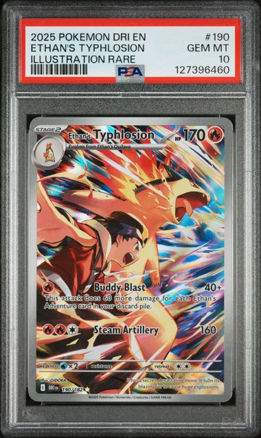2025 ETHAN'S TYPHLOSION #190 PSA 10 (front)