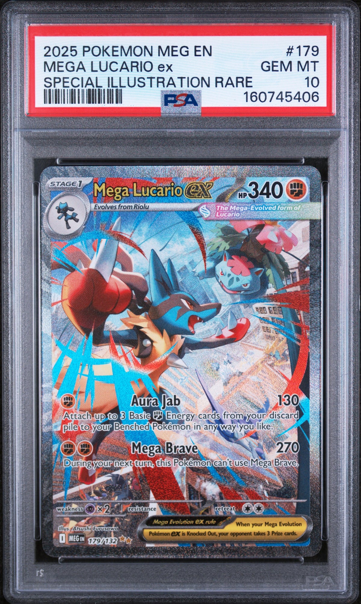 2025 MEGA LUCARIO ex #179 PSA 10 (front)