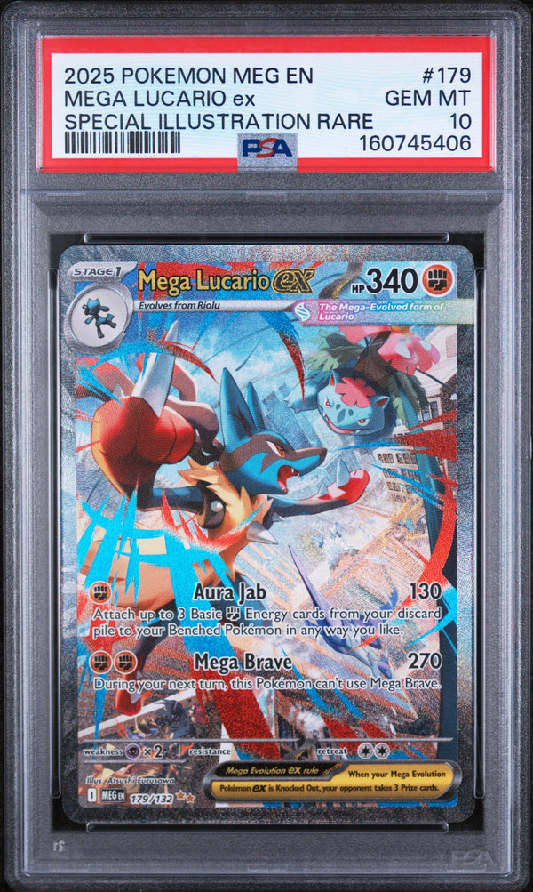 2025 MEGA LUCARIO ex #179 PSA 10 (front)