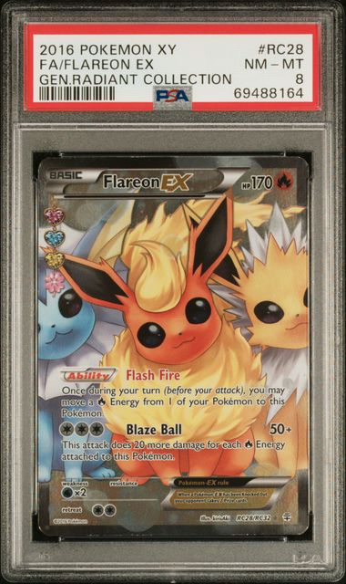 2016 FA/FLAREON EX #RC28 PSA 8 (front)
