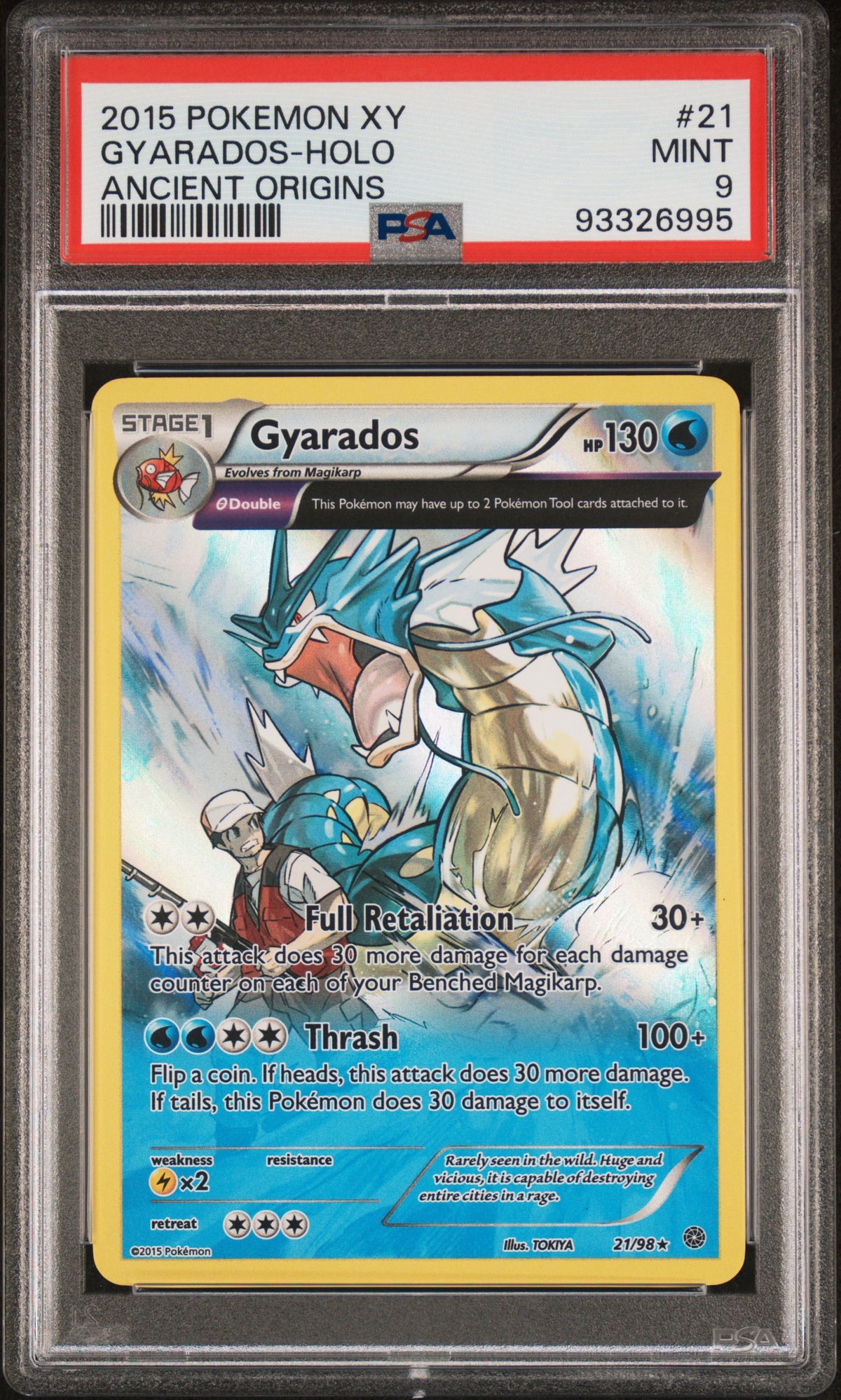 2015 GYARADOS-HOLO #21 Ancient Origins PSA 9 (front)