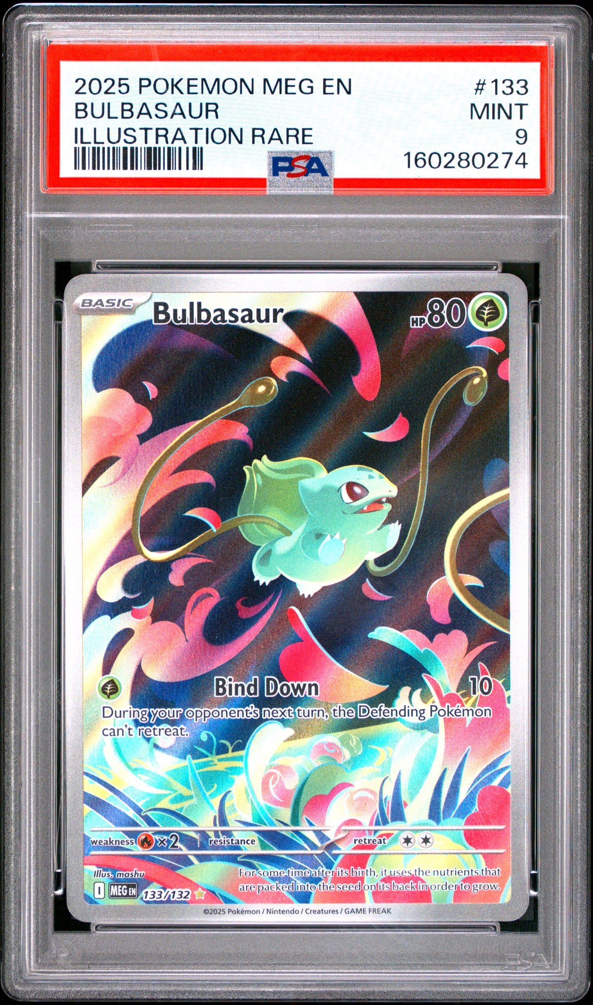 2025 BULBASAUR #133 Illustration Rare PSA 9 (front)