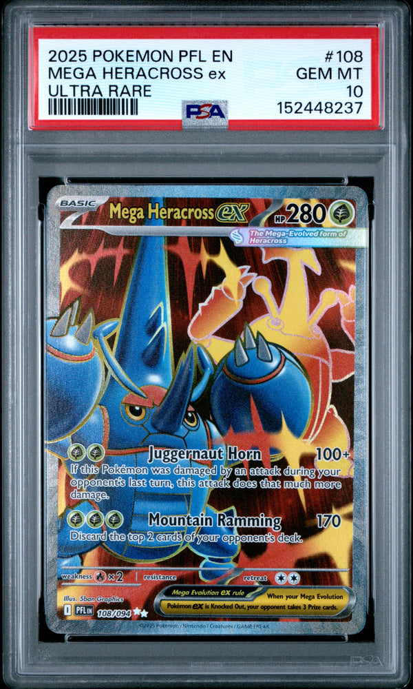 2025 MEGA HERACROSS ex #108 PSA 10 (front)