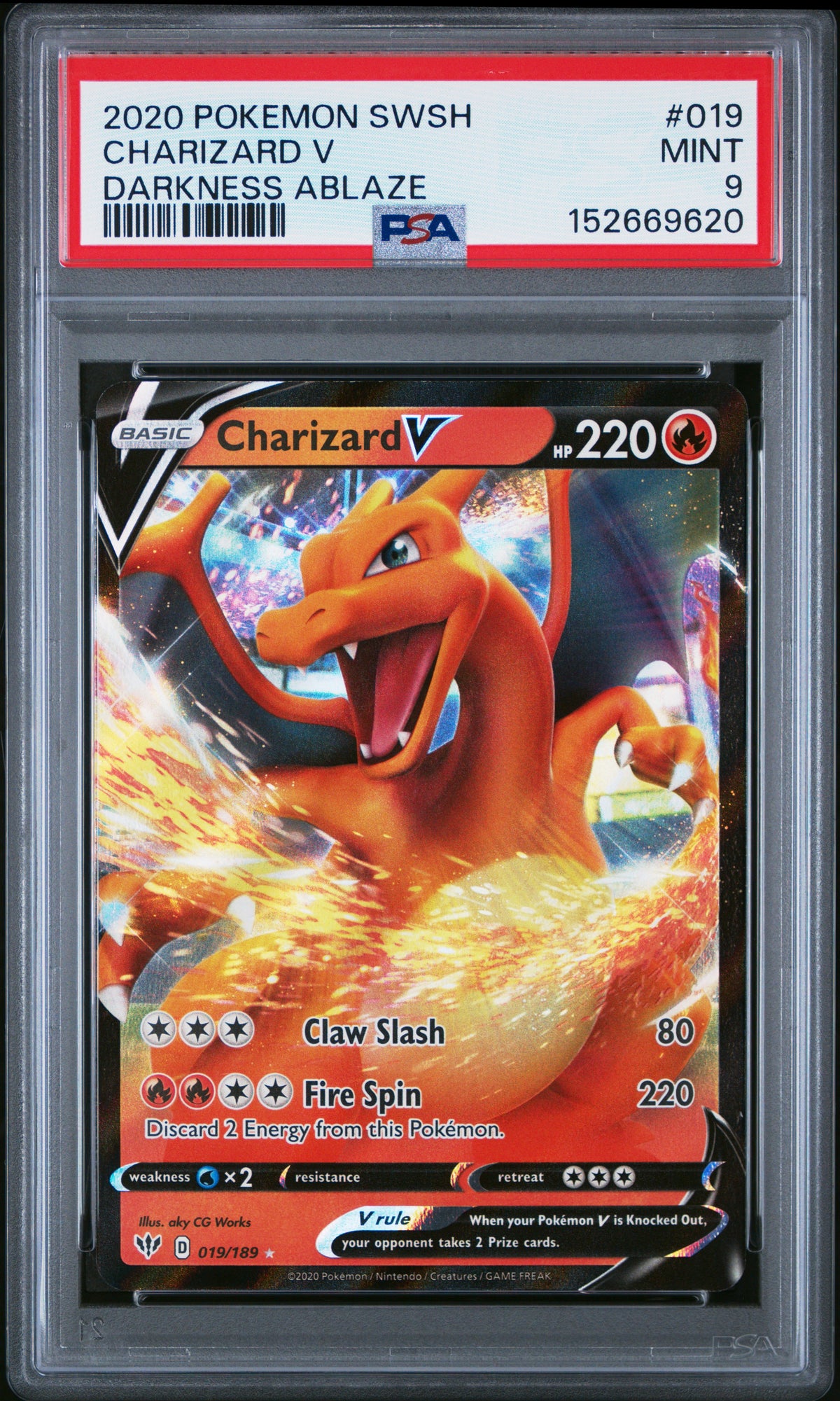 2020 CHARIZARD V #019 PSA 9 (front)