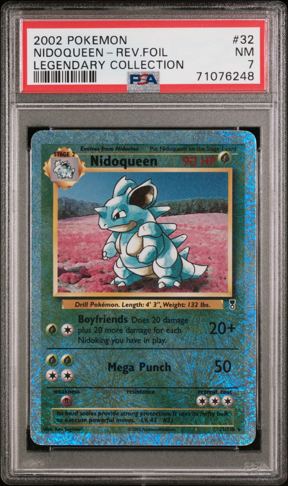 2002 NIDOQUEEN-REV.FOIL #32 Legendary Collection PSA 7 (front)