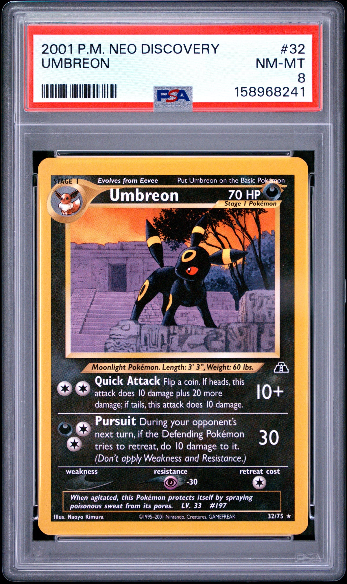 2001 UMBREON #32 PSA 8 (front)
