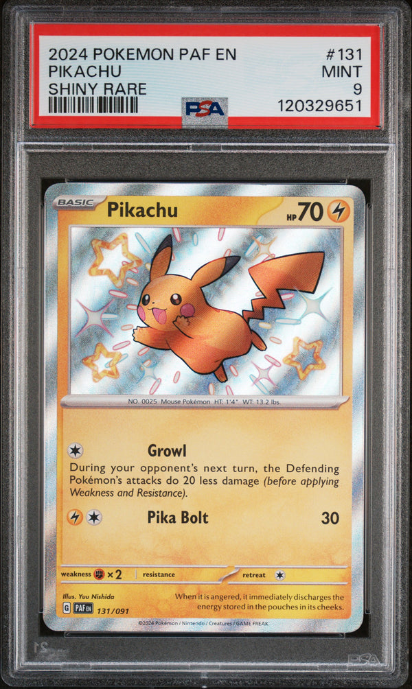 2024 PIKACHU #131 Shiny Rare PSA 9 (front)