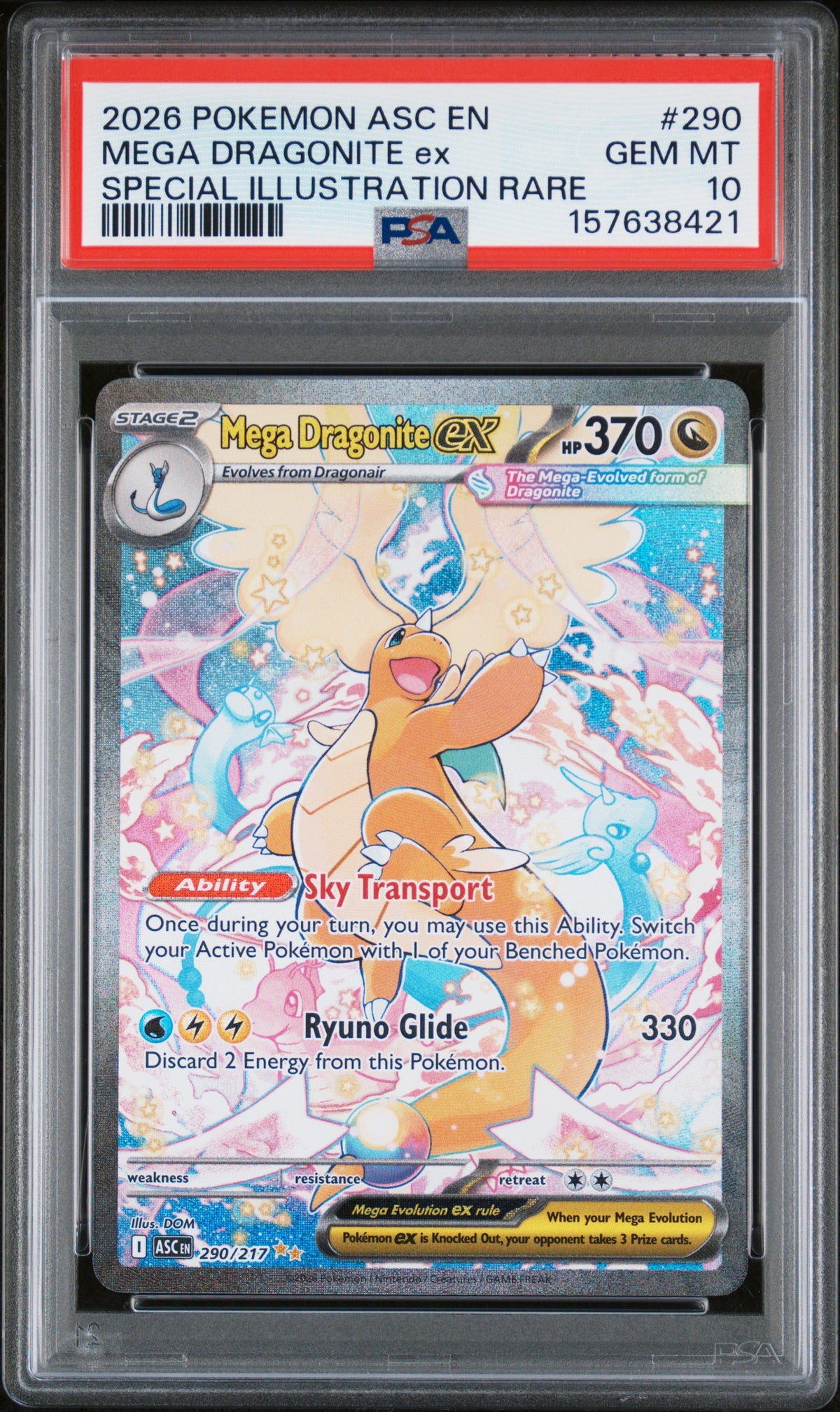 2026 MEGA DRAGONITE ex #290 PSA 10 (front)