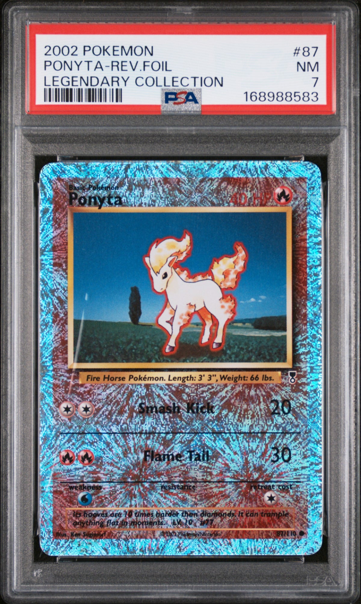 2002 PONYTA-REV.FOIL #87 Legendary Collection PSA 7 (front)