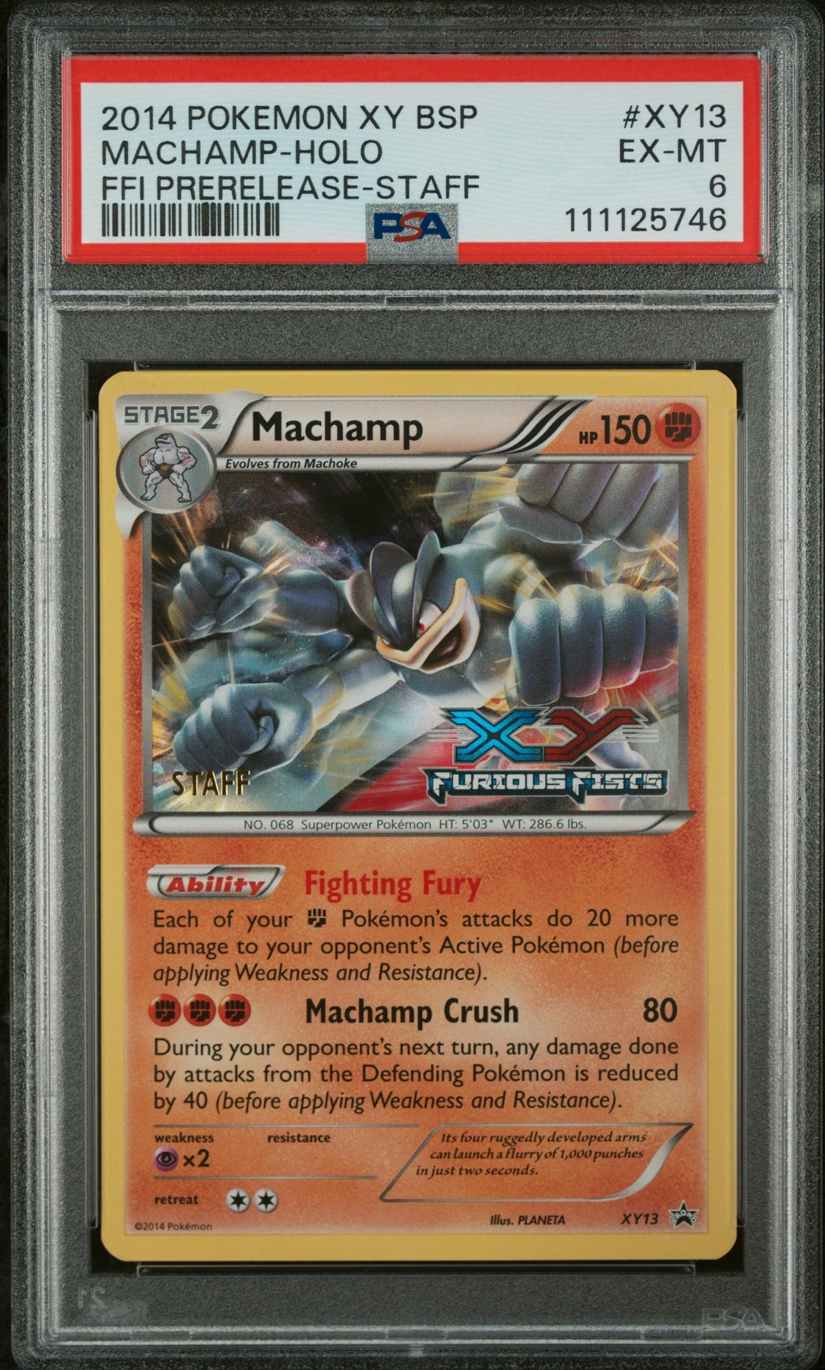 2014 MACHAMP-HOLO #XY13 PSA 6 (front)