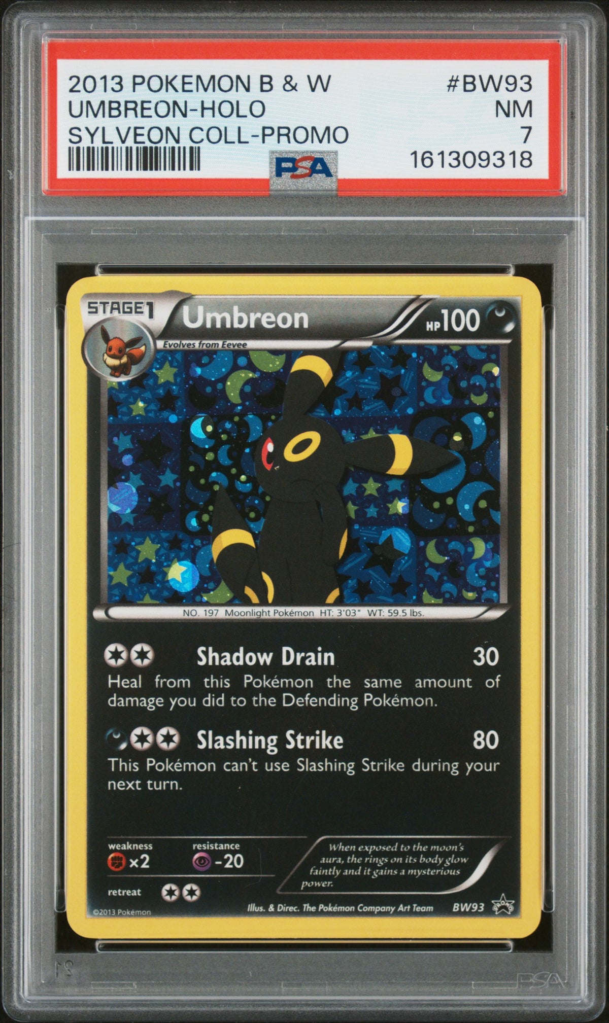 2013 UMBREON-HOLO #BW93 PSA 7 (front)
