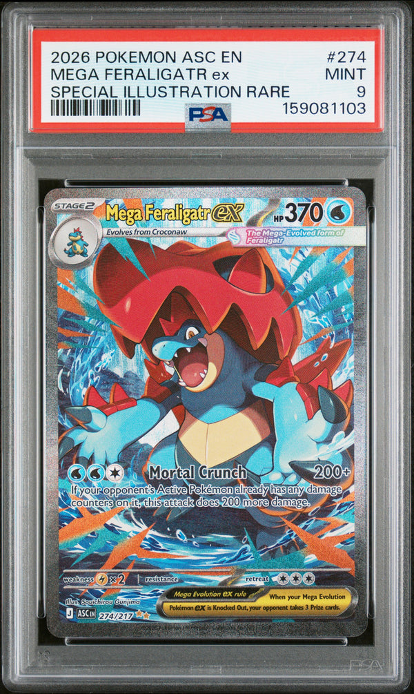 2026 MEGA FERALIGATR ex #274 PSA 9 (front)