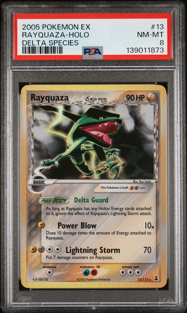 2005 RAYQUAZA-HOLO #13 PSA 8 (front)