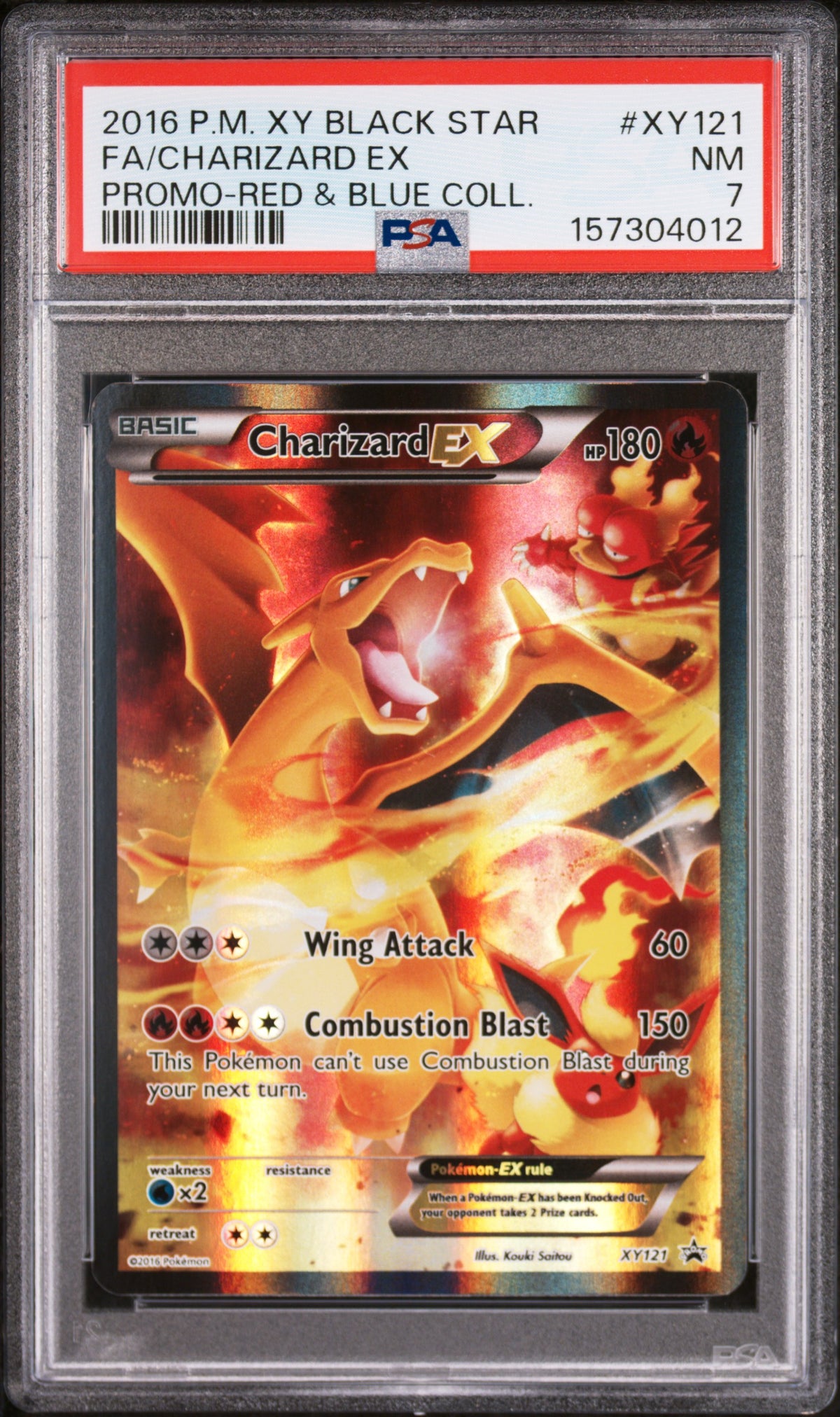 2016 FA/CHARIZARD EX #XY121 Promo-Red & Blue Coll. PSA 7 (front)